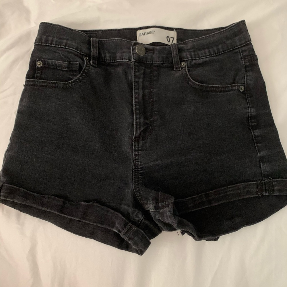 black jean shorts